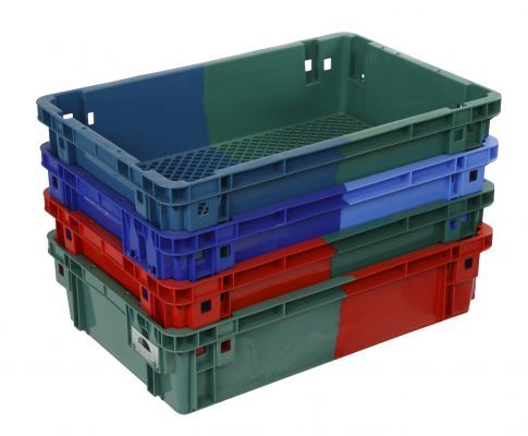 Vented Bi-Color Stack & Nest Plastic Crate